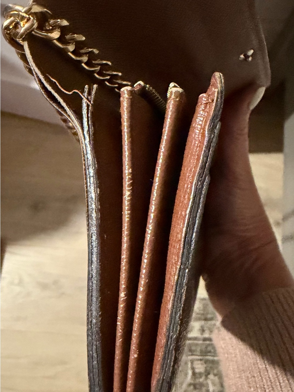 Louis Vuitton Monogram Chain Wallet in Brown with Gold Chain - Picture 7 of 7